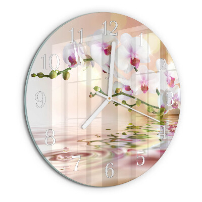 Glas wanduhr Orchidee