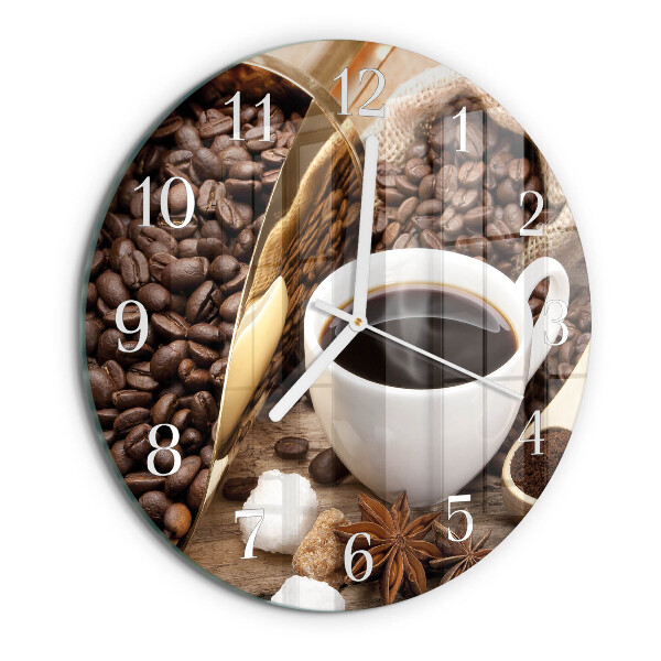 Glas wanduhr Kaffee