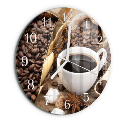 Glas wanduhr Kaffee