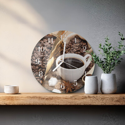 Glas wanduhr Kaffee