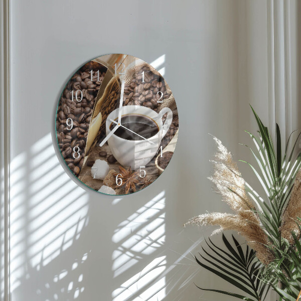Glas wanduhr Kaffee