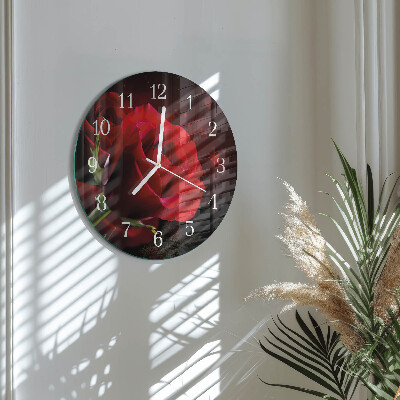 Glas wanduhr Rosen