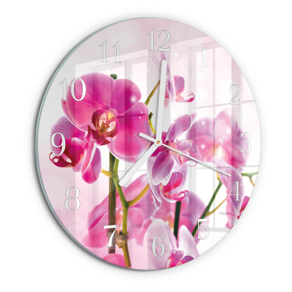 Glas wanduhr Orchidee