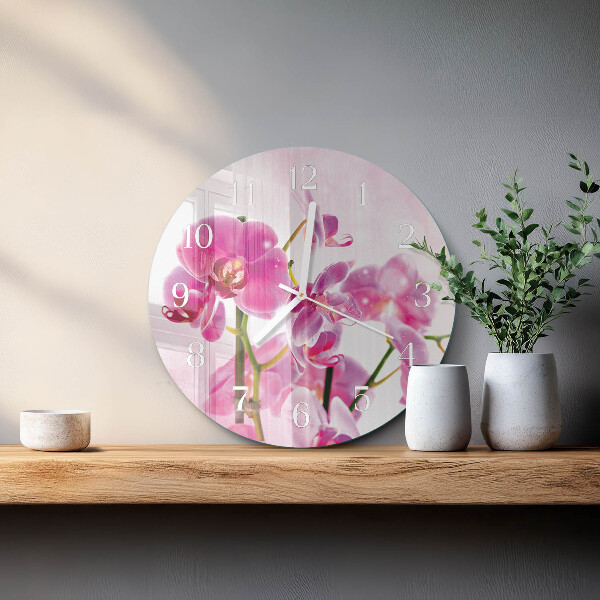 Glas wanduhr Orchidee