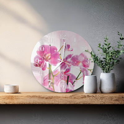Glas wanduhr Orchidee
