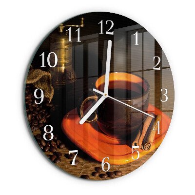 Glas wanduhr Kaffee