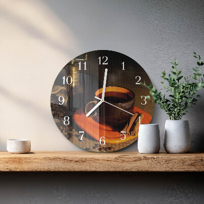 Glas wanduhr Kaffee