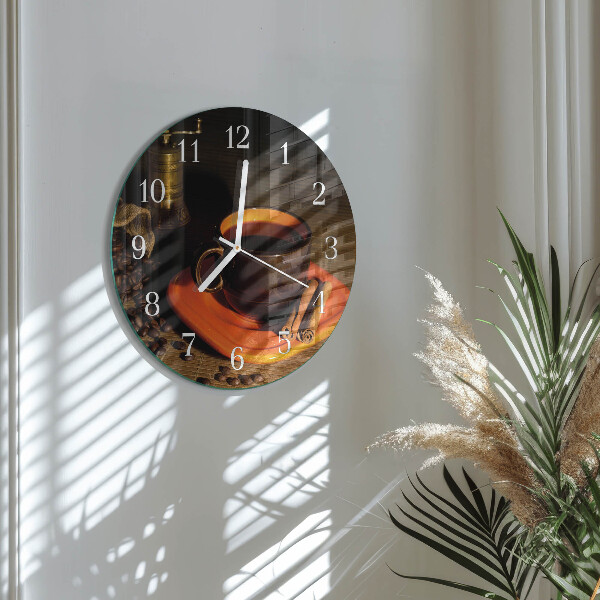 Glas wanduhr Kaffee