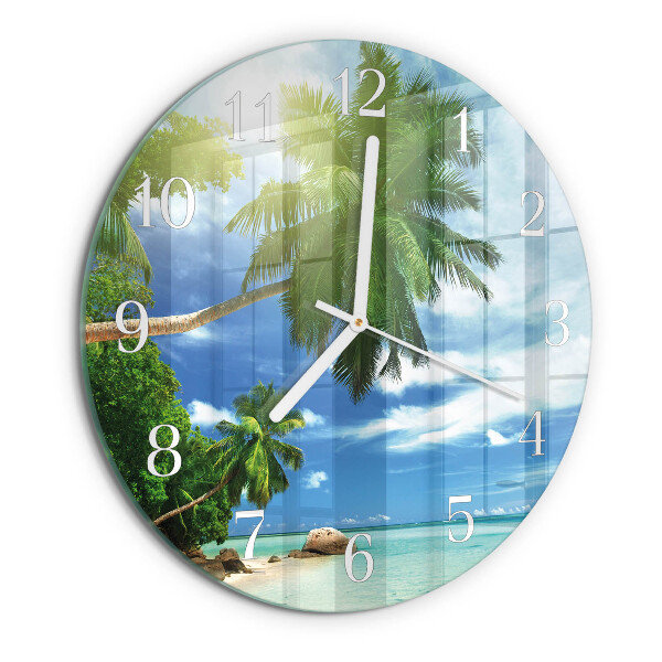 Glas wanduhr Palm Island