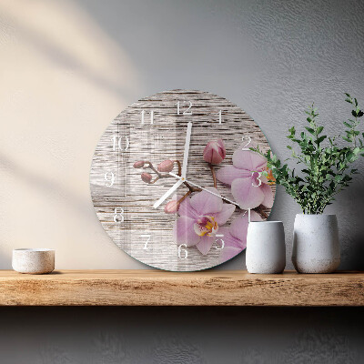 Glas wanduhr Orchidee