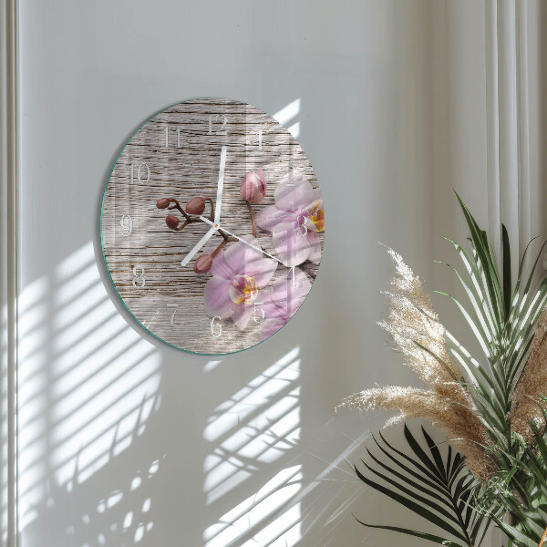 Glas wanduhr Orchidee