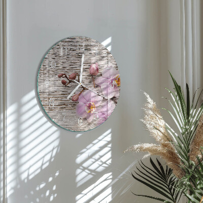 Glas wanduhr Orchidee
