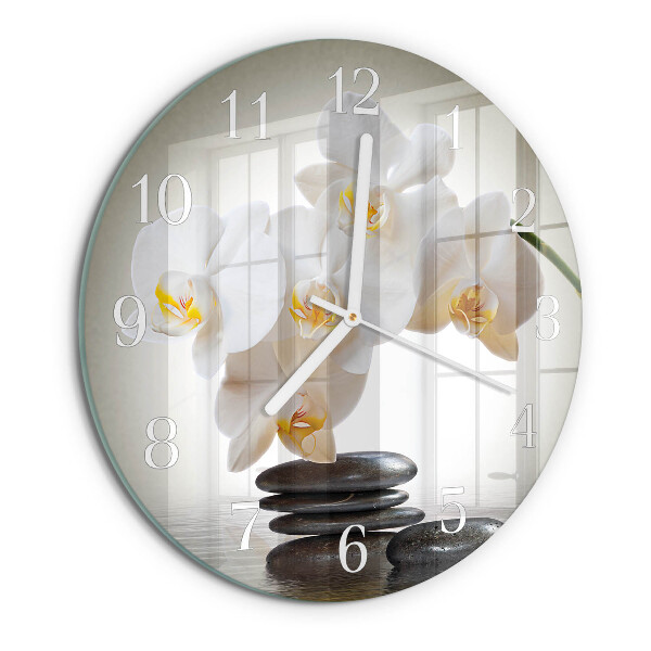 Glas wanduhr Orchidee