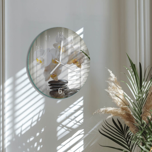 Glas wanduhr Orchidee