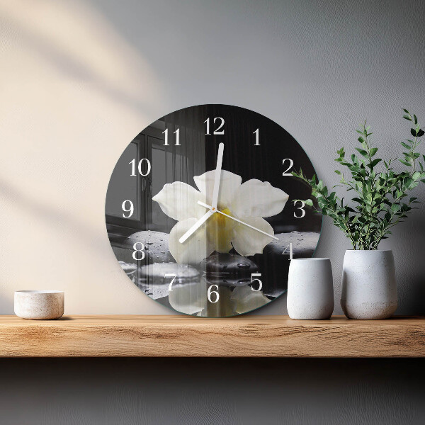 Glas wanduhr Orchideensteine