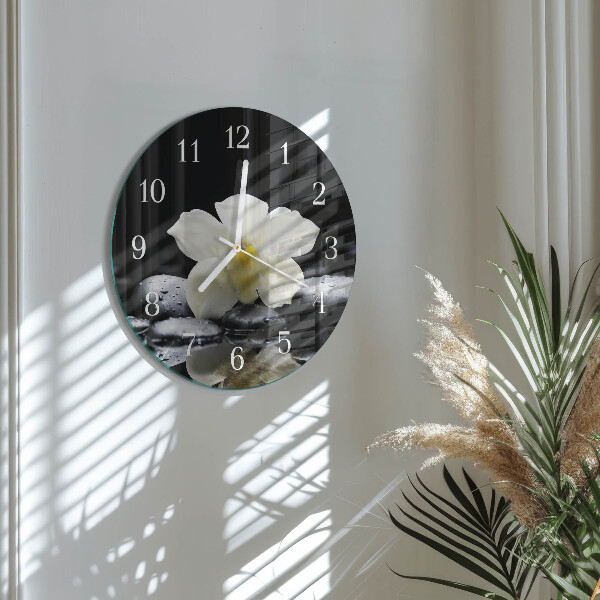 Glas wanduhr Orchideensteine