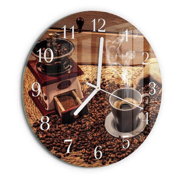 Glas wanduhr Kaffeebohnen