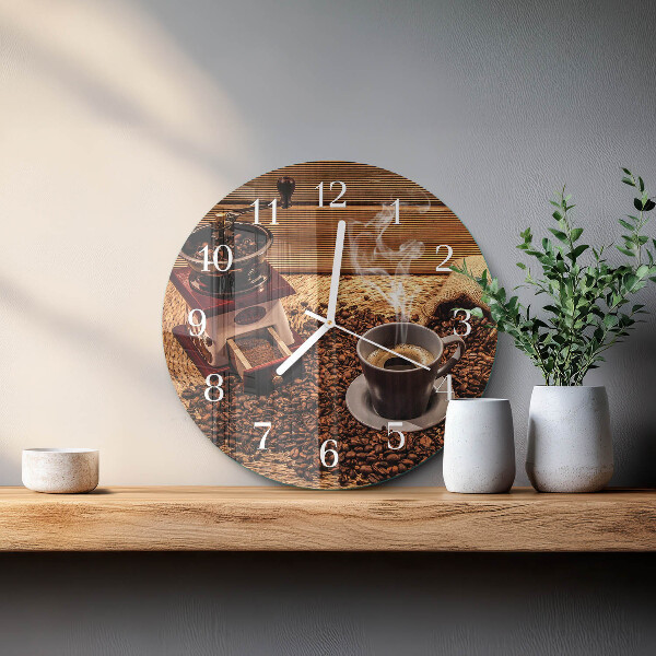 Glas wanduhr Kaffeebohnen