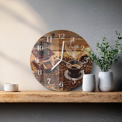 Glas wanduhr Kaffeebohnen
