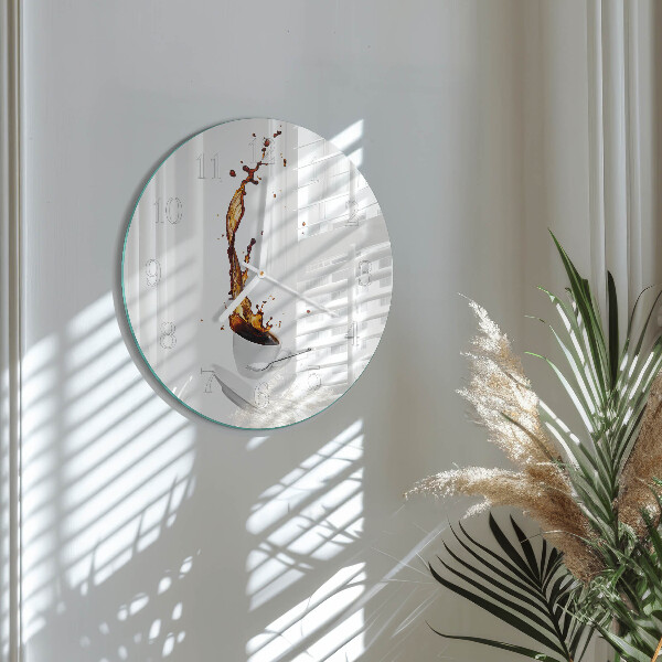 Glas wanduhr Kaffee