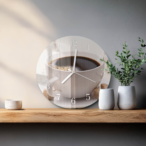 Glas wanduhr Kaffee