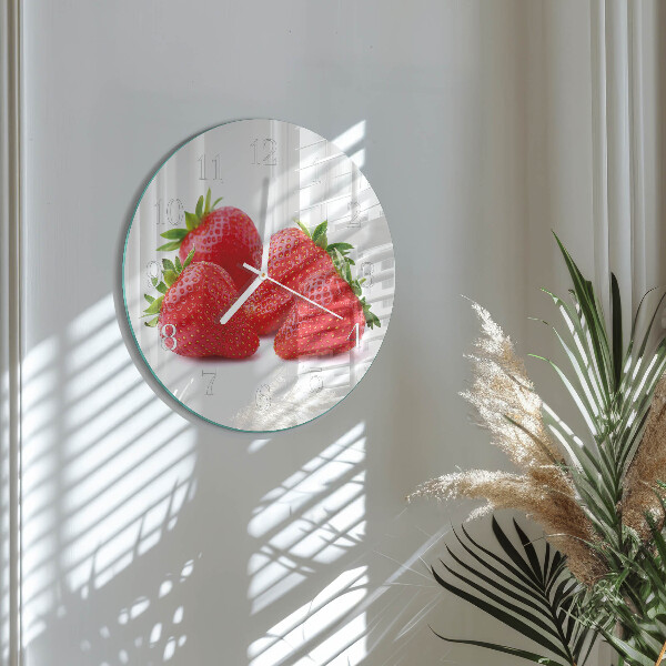 Glas wanduhr Erdbeeren