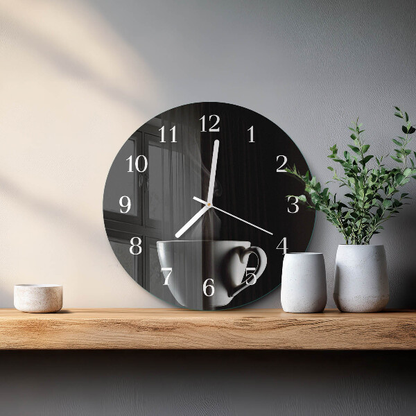 Glas wanduhr Tasse