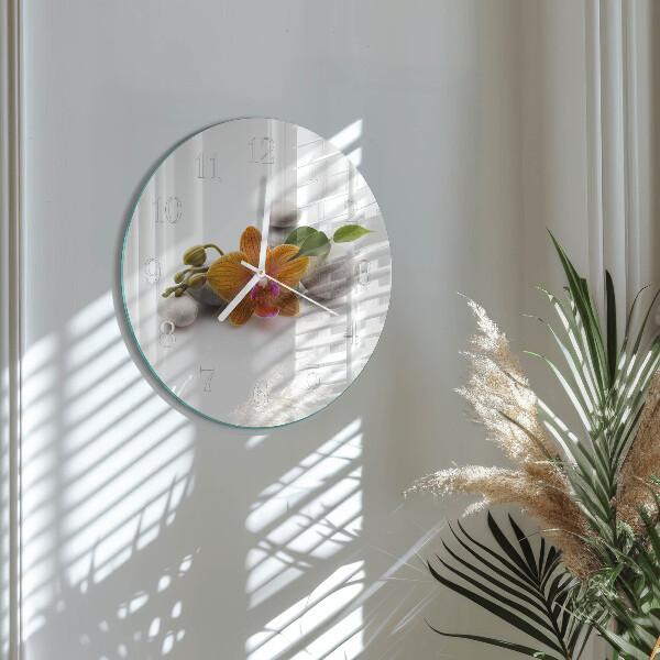 Glas wanduhr Orchidee