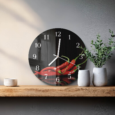 Glas wanduhr Chilischoten