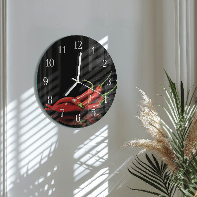 Glas wanduhr Chilischoten