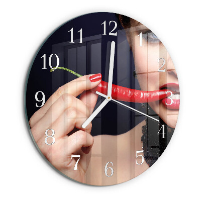 Glas wanduhr Chili-Pfeffer