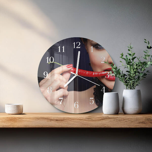 Glas wanduhr Chili-Pfeffer
