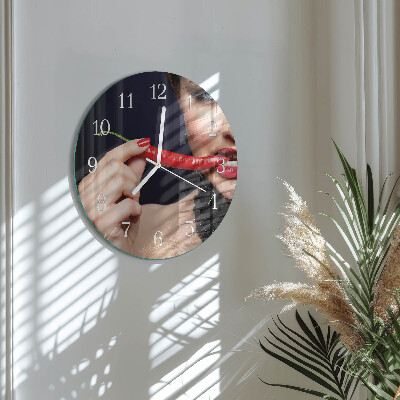 Glas wanduhr Chili-Pfeffer