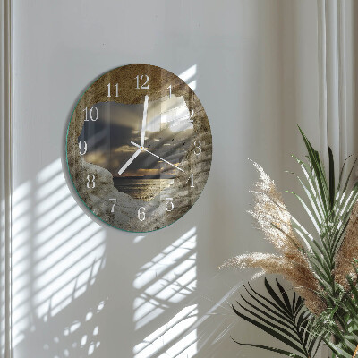 Glas wanduhr Herz im Felsen