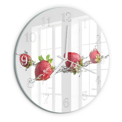 Glas wanduhr Erdbeeren in Wasser