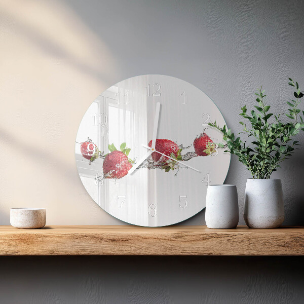Glas wanduhr Erdbeeren in Wasser