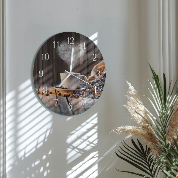 Glas wanduhr Kaffeeliebe