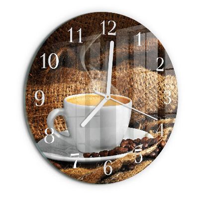 Glas wanduhr Kaffeebohnen
