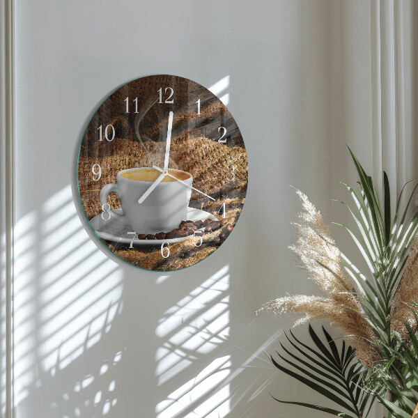 Glas wanduhr Kaffeebohnen