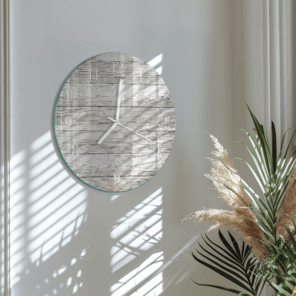 Glas wanduhr Graue Bretter