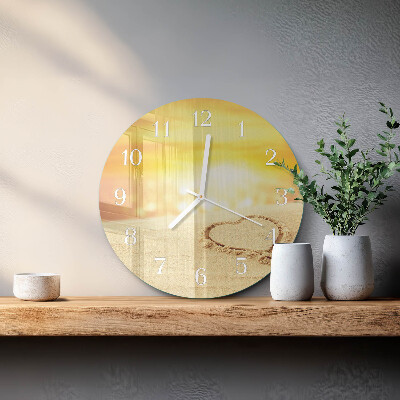 Glas wanduhr Herz im Sand