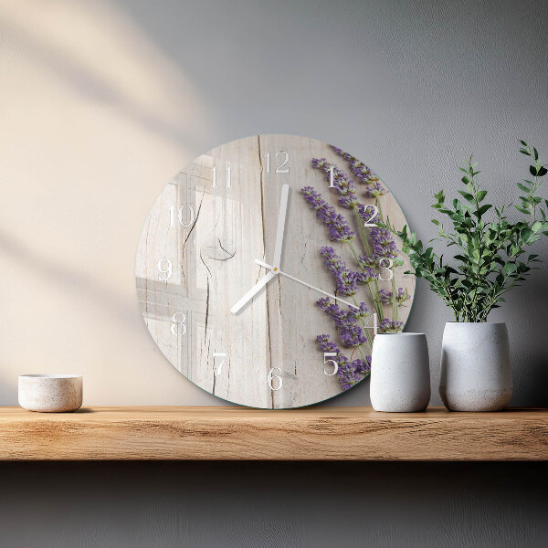 Glas wanduhr Lavendel