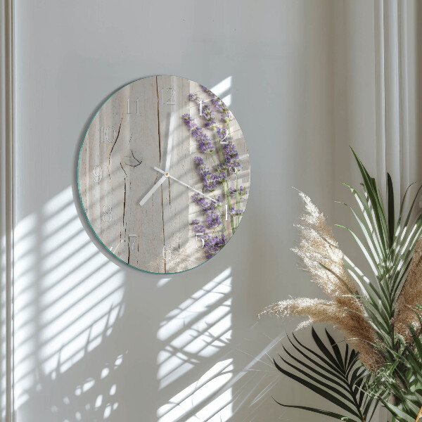 Glas wanduhr Lavendel