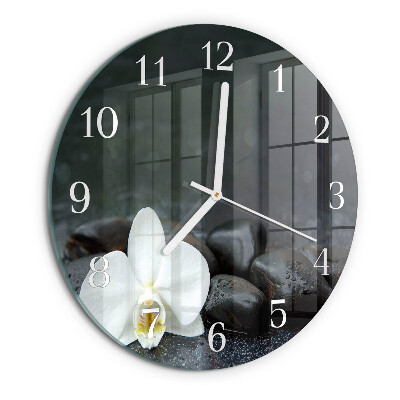 Glas wanduhr Blumen und Steine
