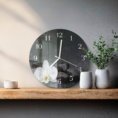 Glas wanduhr Blumen und Steine