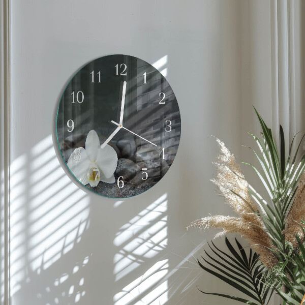 Glas wanduhr Blumen und Steine