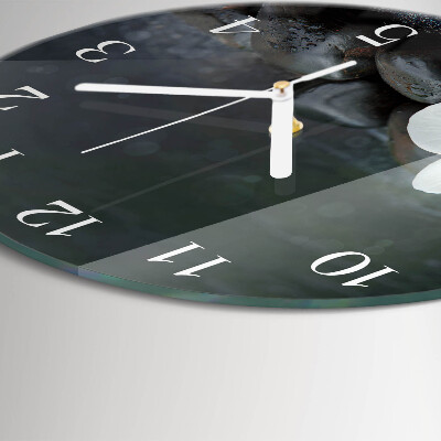 Glas wanduhr Blumen und Steine