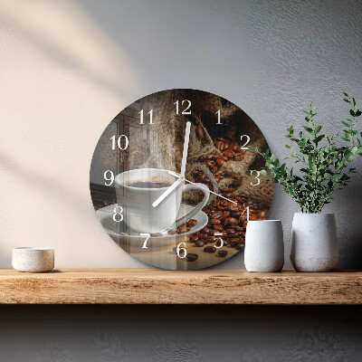 Glas wanduhr Kaffee