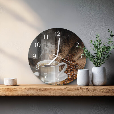 Glas wanduhr Kaffee