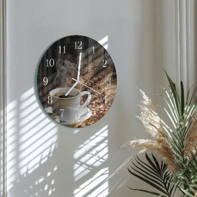 Glas wanduhr Kaffee